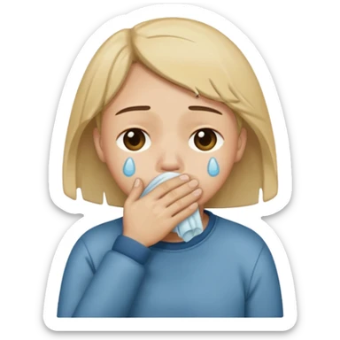 Crying closed hand over mouth  sticker