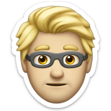 homme blond triste derrière un masque qui souris sticker