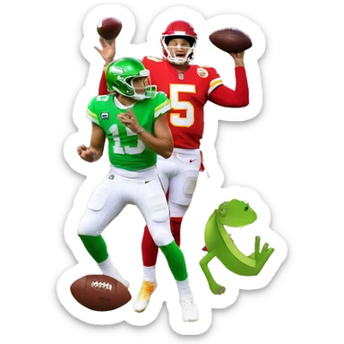 patrick mahomes throwing a football to kermit sticker