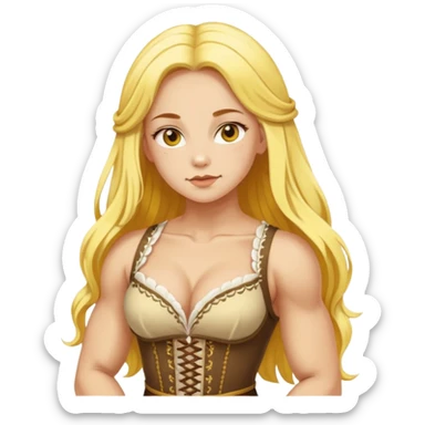 muscled girl from Poland in traditional Polish costume, long yellow hair, in sexy pose sticker