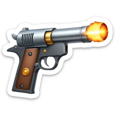 Pistol firing with muzzle flash sticker