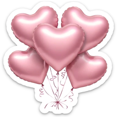 six metallic heart-shaped balloons in pastel pink  sticker