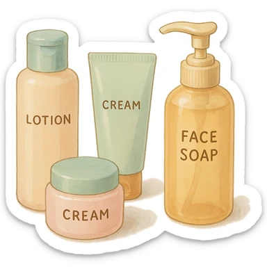 skincare products, soft, gentle sticker