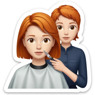 ginger woman getting haircut sticker