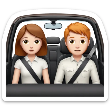 Two mouses, one girl with brunette long hair and one ginger short hair boy, boy drive a white ford focus card sticker