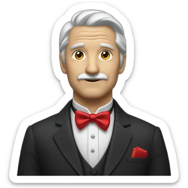 jenkins-a-gray-haired-skullet-butler-wearning-dinner-jacket-with-red-bow-tie-without-glasses-closing-eyes sticker
