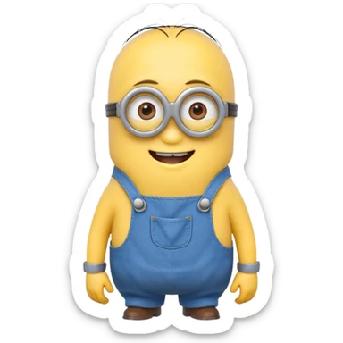 cute yellow minion character wearing blue overalls sticker