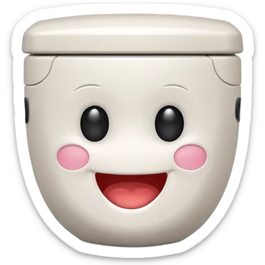 A toilet with a smiling face  sticker