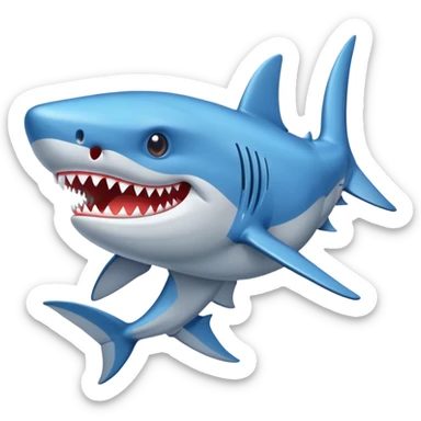 Un tiburón con zapatillas azules  sticker