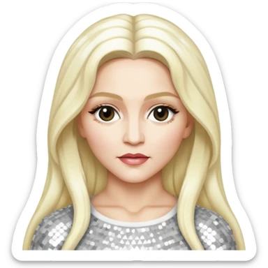 Madonna with long platinum blonde hair, white sequin outfit sticker