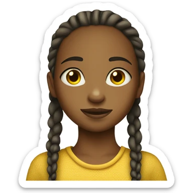 An ethiopia girl with corn rows, admiring the outer pace sticker