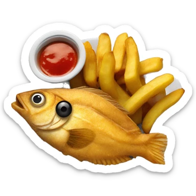 Fried fish with fried plantains, french fries and pikliz sticker