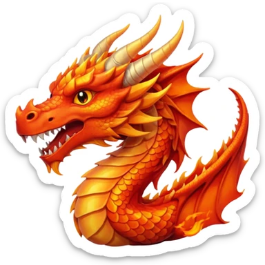 Fire dragon breathing fire, simplified Google Facebook art style, Only head, no lower body. sticker