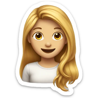 girl with long hairs and smiling  sticker