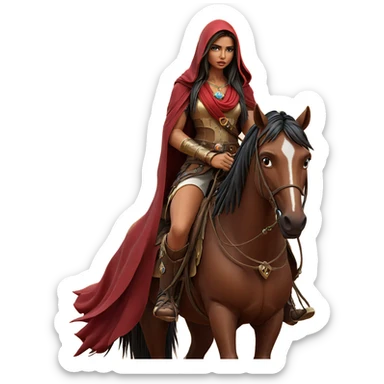 girl riding horse in desert sticker