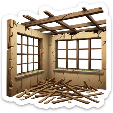 Damaged Building Interior sticker