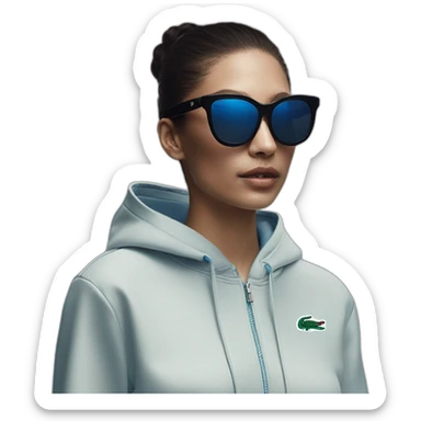 Lacoste bag girl with black lacoste hoodie e and blue oakley sportive sunglass  sticker