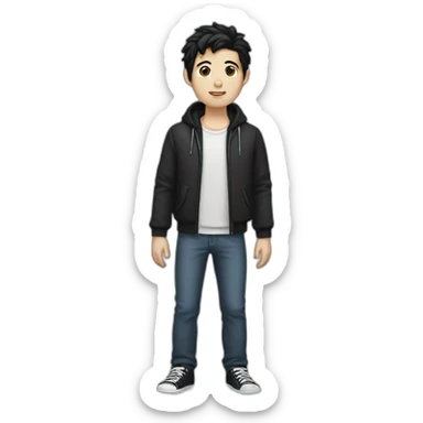 white boy with black hair and full body sticker