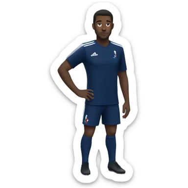 french football player in dark blue uniform in full height sticker