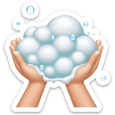 Closeup hands foaming soap bubbles sticker