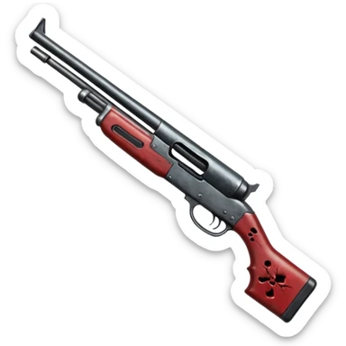 A shotgun pointed upward, in the style of your bleeding skull art. Dark gritty and menacing art style. Pointing up sticker