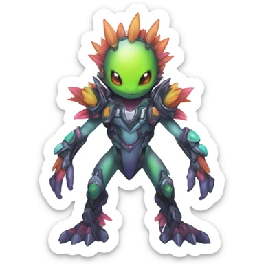 cute cool edgy colorful ethereal alien punk Digimon-Fakemon-animal full body sticker