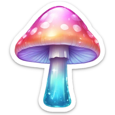 Sparkly glossy Pastel  glass crystal mushroom sticker