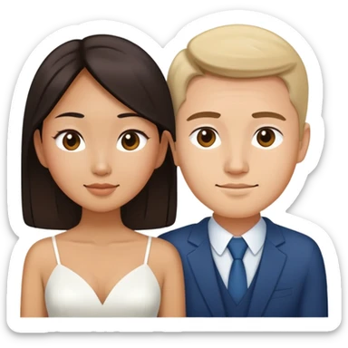 Asian girl and white guy married couple sticker