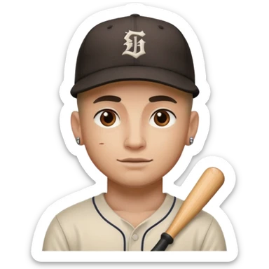 tattooed guy with a baseball hat sticker