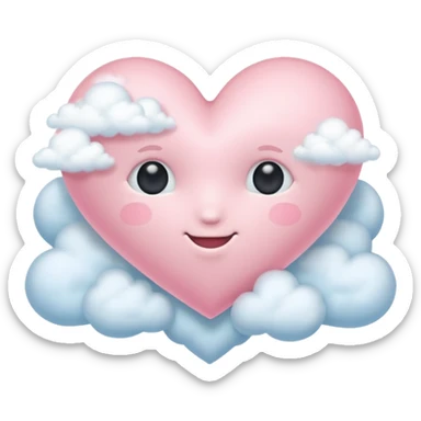 Pastel pink heart with a cloud sticker