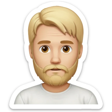 blonde long hair bearded man with shirt sticker