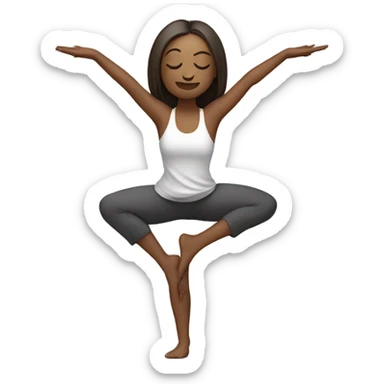 Yoga pose standing on one leg with the other in the air with arms in a binding in front of the chest sticker