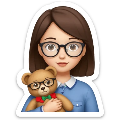 girl wearing glasses and teddy  sticker
