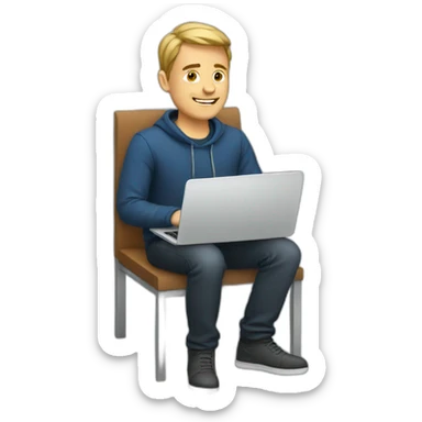 european guy using laptop sticker