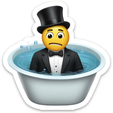 A man swearing while swimming in a bathtub with a tuxedo and top hat on sticker