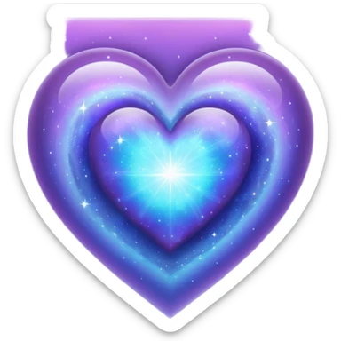 sparkly indigo-lilac-gradient iridescent nebula heart sticker