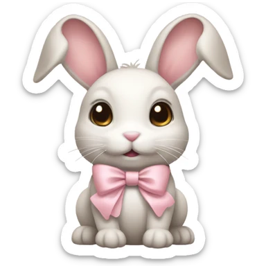 bunny with pale pink bow sticker