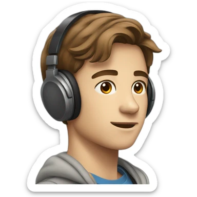 A 19 years Old boy with brown hair wearing headphones sticker