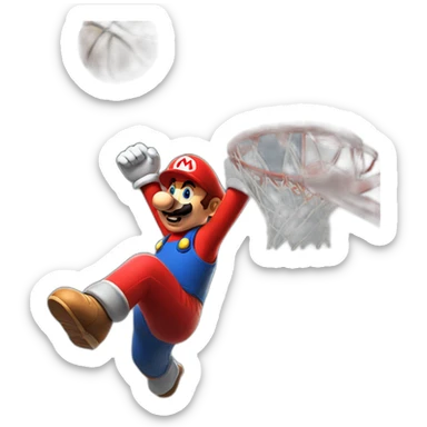 Mario doing a slam dunk sticker