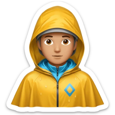 Cyclist with rain poncho sticker