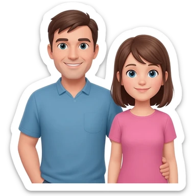 Papa mama and me as a girl brown hair I am taller than my mum a bit sticker