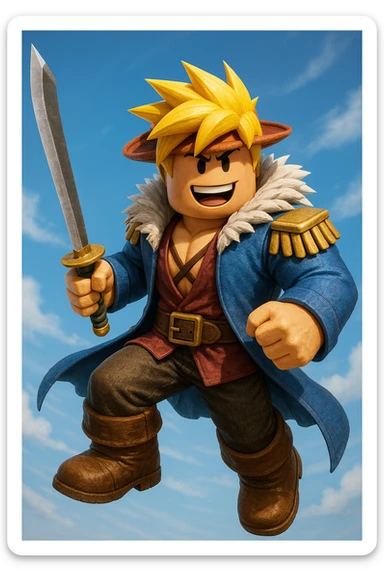 Roblox Blox Fruit character, authentic Roblox style, not chibi, detailed digital art sticker