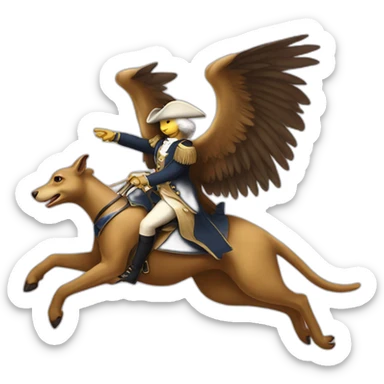 George Washington riding a winged kangroo sticker