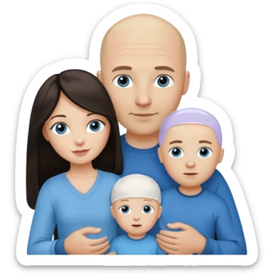 Eigene Familienbild - 3 Personen, Frau dunkle lange Haare,  Mann Glatze und blaue Augen, ein kind von 2 Jahren und blond und dunkle Augen  sticker