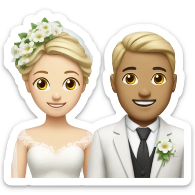 bride and groom with white flowers sticker