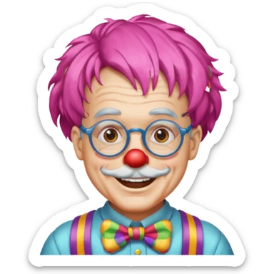 grandpa clown with eyeglasses sticker