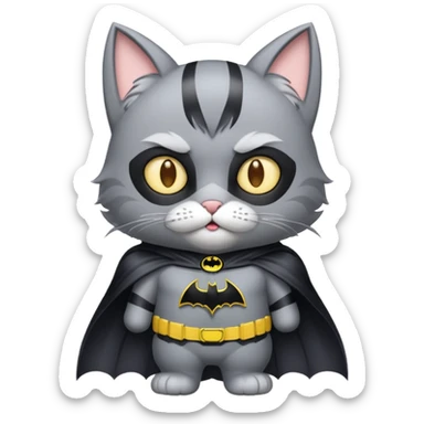 Grey Cat as Batman  sticker