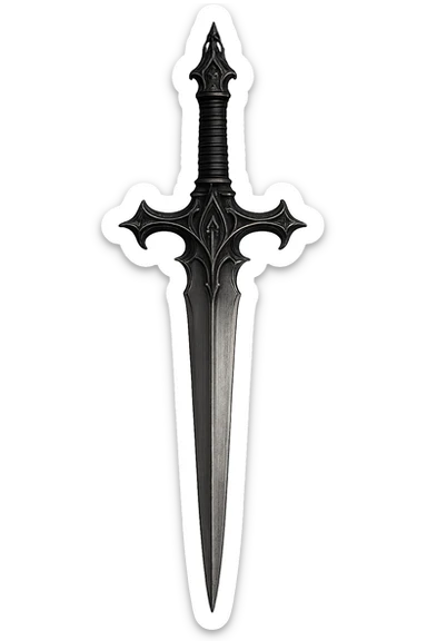 goth object, silver dagger with black handle sticker