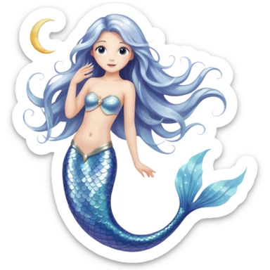 Lunar mermaid and the moon with more details  sticker