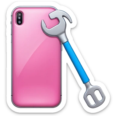 pink cellphone with a wrench sticker